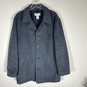 J. Crew Mens M Wool Nylon Overcoat Button Front Long Jacket Coat Dark Gray